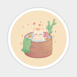 Hot Tub Onsen Cat Magnet